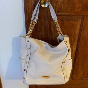 NWT Michael Kors cream pocketbook with gold accents
